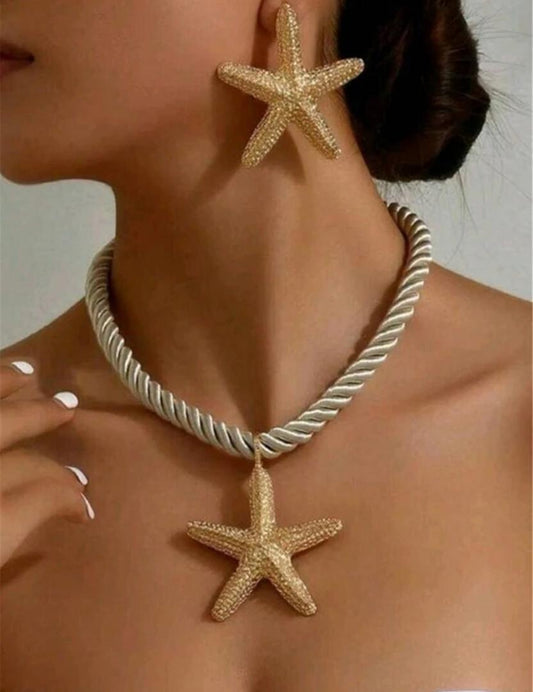 Set De Collar Y Zarcillos De Estrellas De Mar
