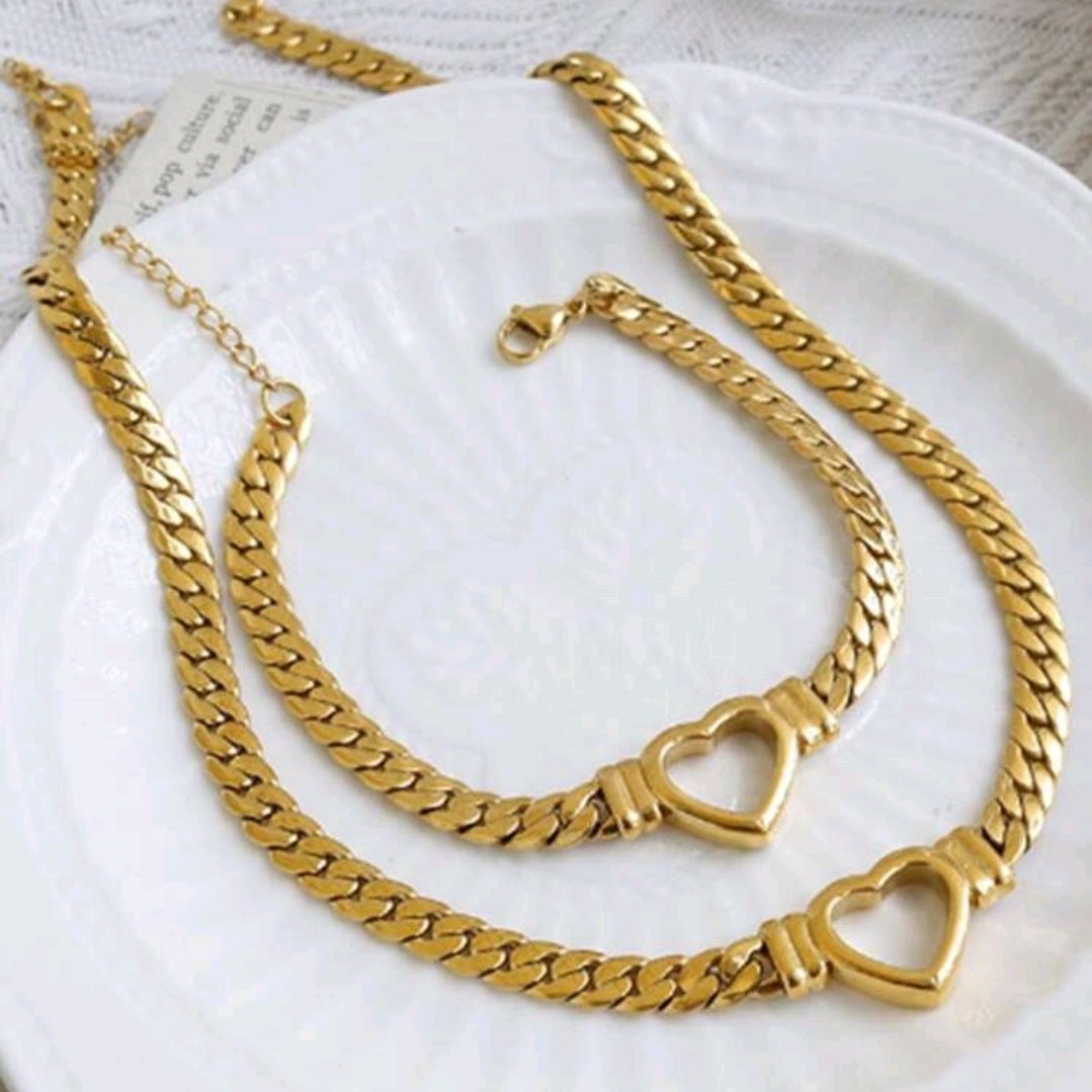 Set De Collar y Pulsera con Corazón