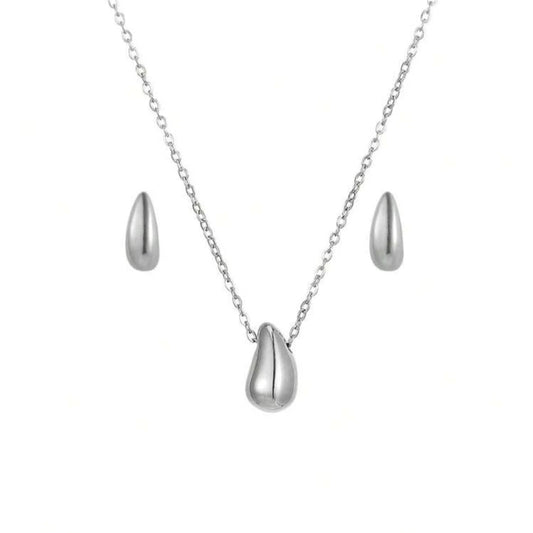 Set de Collar y Zarcillos Plata de Gota Pequeña