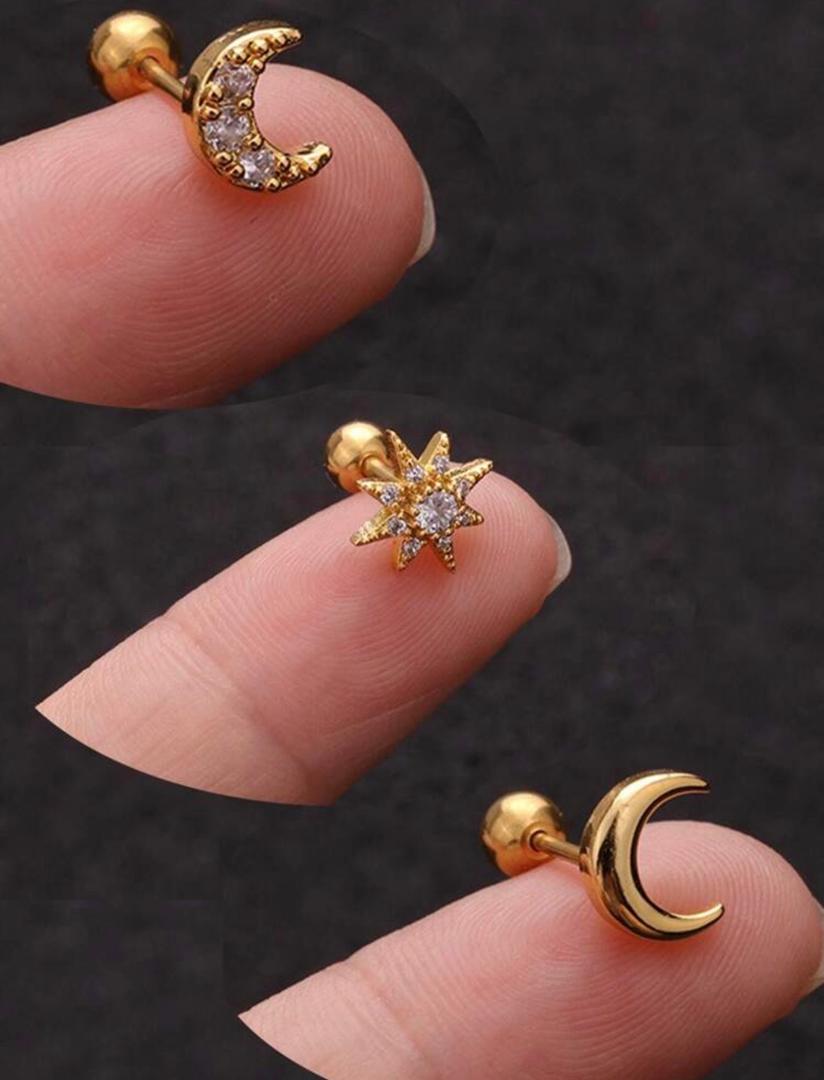 Zarcillos Cierre de Rosca Piercing Variados (Precio Por Un Par)
