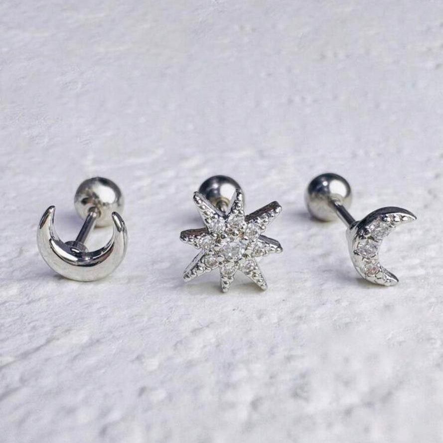 Zarcillos Cierre de Rosca Piercing Variados (Precio Por Un Par)