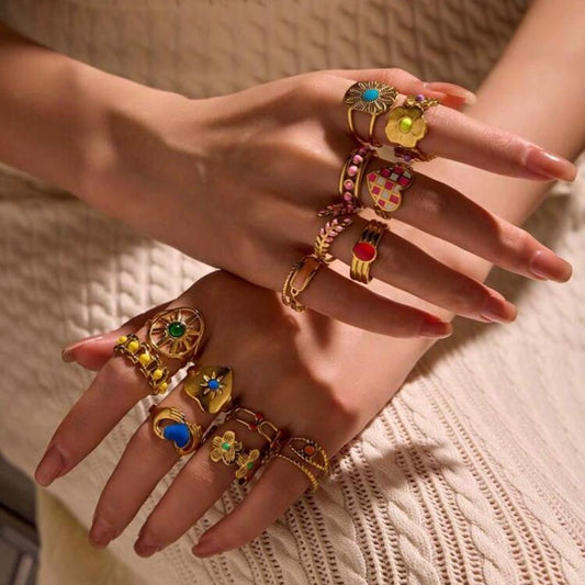 Anillos con Toque de Color Varias Tallas y Colores (Precio Por Unidad)