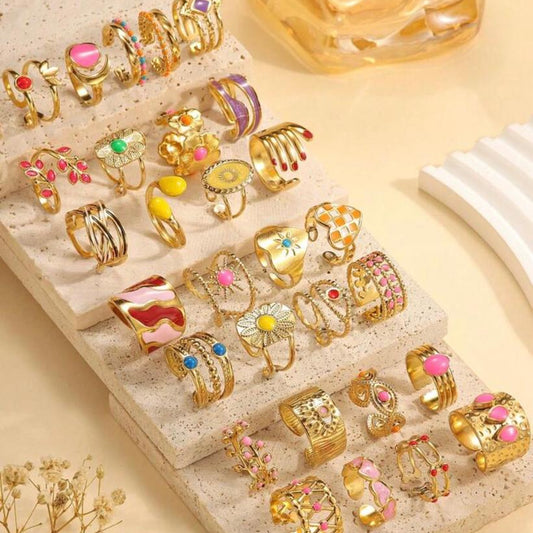 Anillos con Toque de Color Varias Tallas y Colores (Precio Por Unidad)