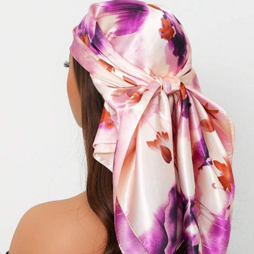 Pañoleta Grande Purpura y Rosa