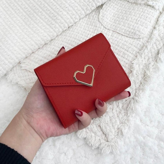 Monedero Billetera con Corazón en el Cierre (Colores Rojo, Rosa Vieja, Rosa Pálido y Negro)