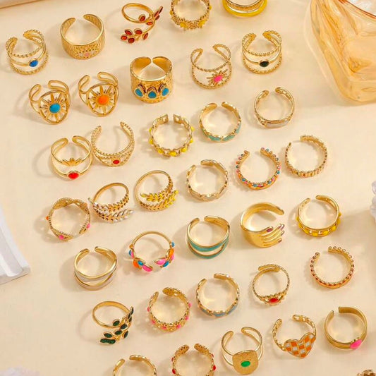 Anillos con Toque de Color Varias Tallas y Colores (Precio Por Unidad)