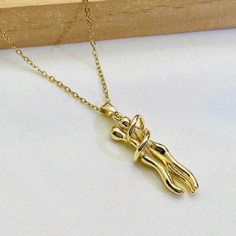 Collar de Pareja Abrazándose Dorado - Dorado