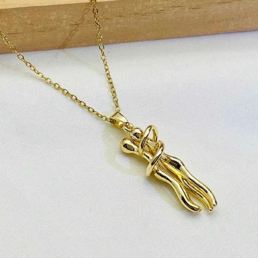 Collar de Pareja Abrazándose Dorado - Dorado