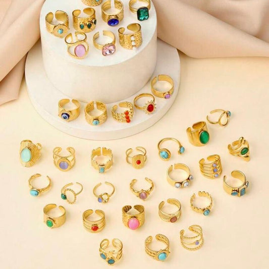 Anillos con Toque de Color Varias Tallas y Colores (Precio Por Unidad)