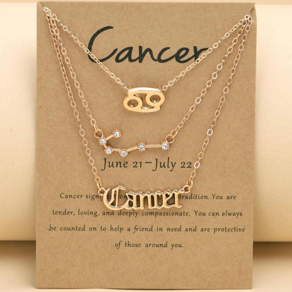 Tres Collares con Signo Zodiacal (Constelación, Símbolo y Escrito)