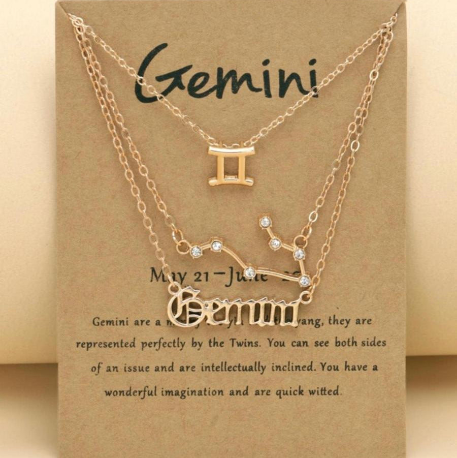 Tres Collares con Signo Zodiacal (Constelación, Símbolo y Escrito)