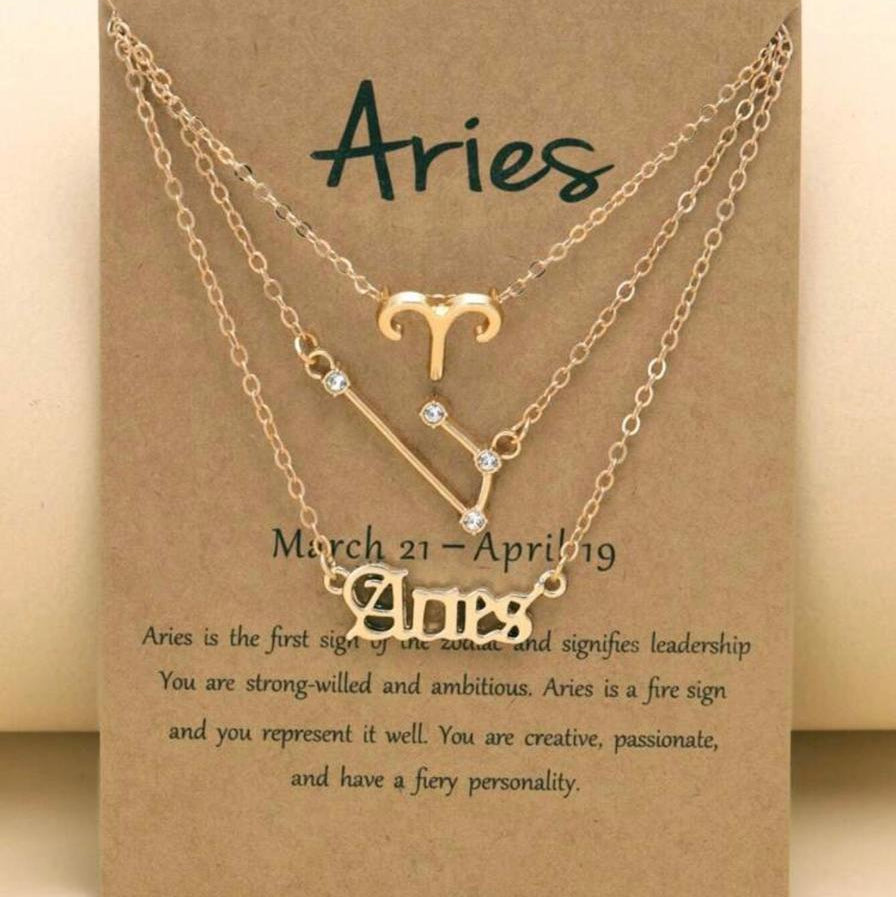 Tres Collares con Signo Zodiacal (Constelación, Símbolo y Escrito)