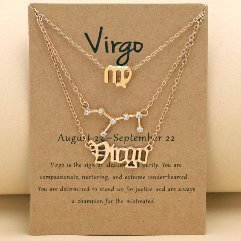 Tres Collares con Signo Zodiacal (Constelación, Símbolo y Escrito)