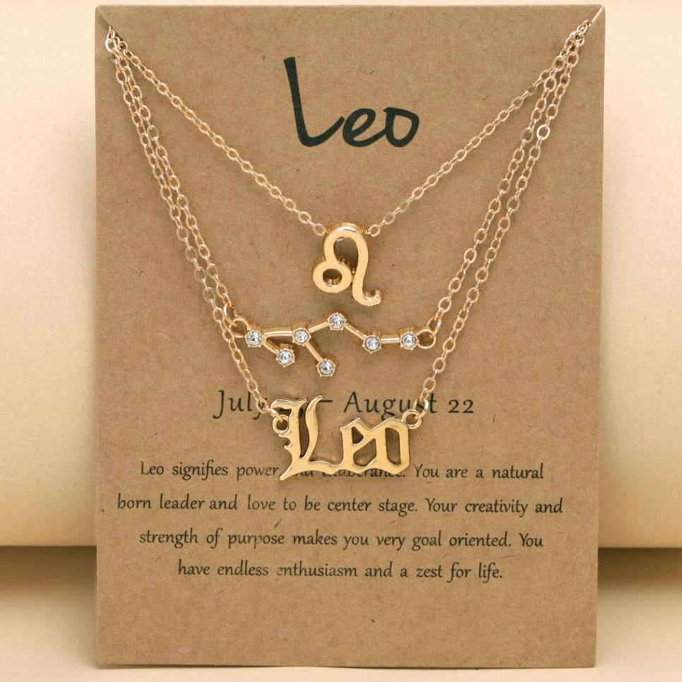 Tres Collares con Signo Zodiacal (Constelación, Símbolo y Escrito)