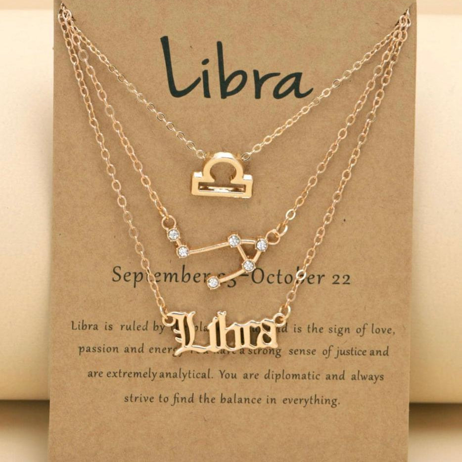 Tres Collares con Signo Zodiacal (Constelación, Símbolo y Escrito)