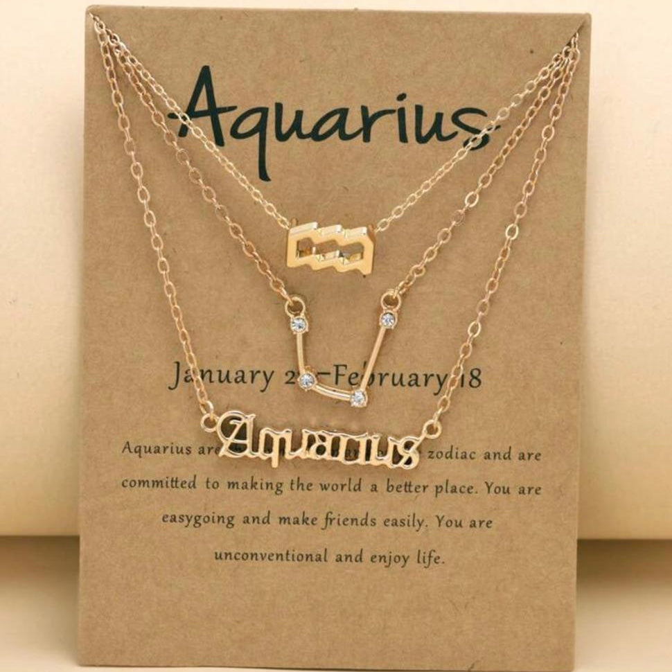 Tres Collares con Signo Zodiacal (Constelación, Símbolo y Escrito)