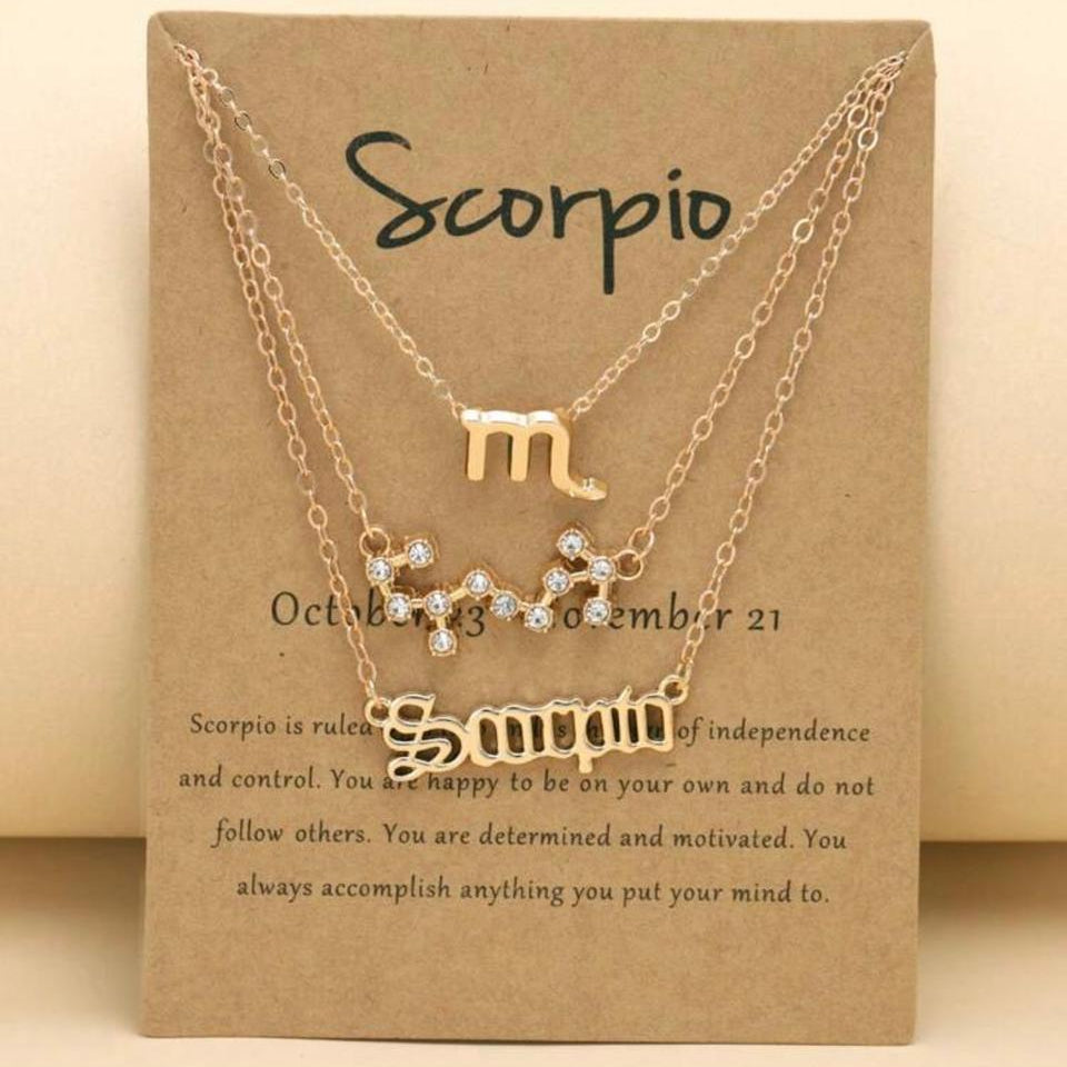 Tres Collares con Signo Zodiacal (Constelación, Símbolo y Escrito)