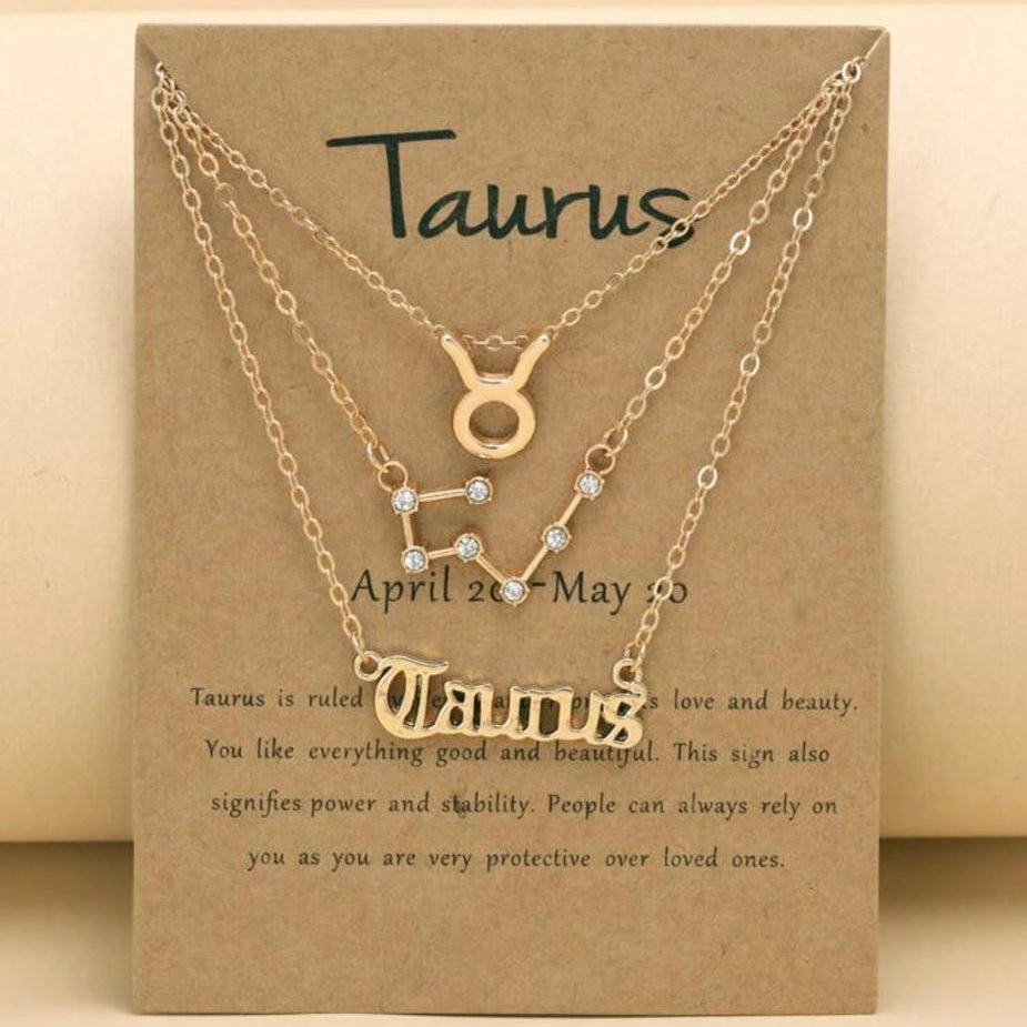 Tres Collares con Signo Zodiacal (Constelación, Símbolo y Escrito)